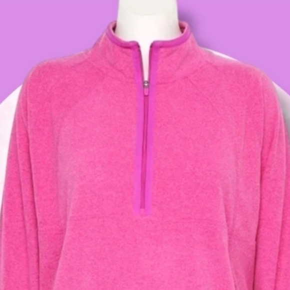 NWT 2XL Quarter Zip Mock Neck Fleece Pull Over Top w Kangaroo Pocket - Picture 3 of 9